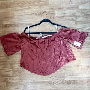 Coral silk crop top